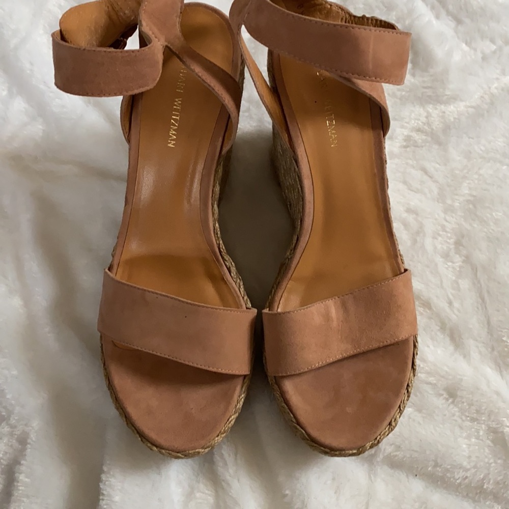 New Stuart Weitzman Natural Wedge Sandal - Picture 3 of 7